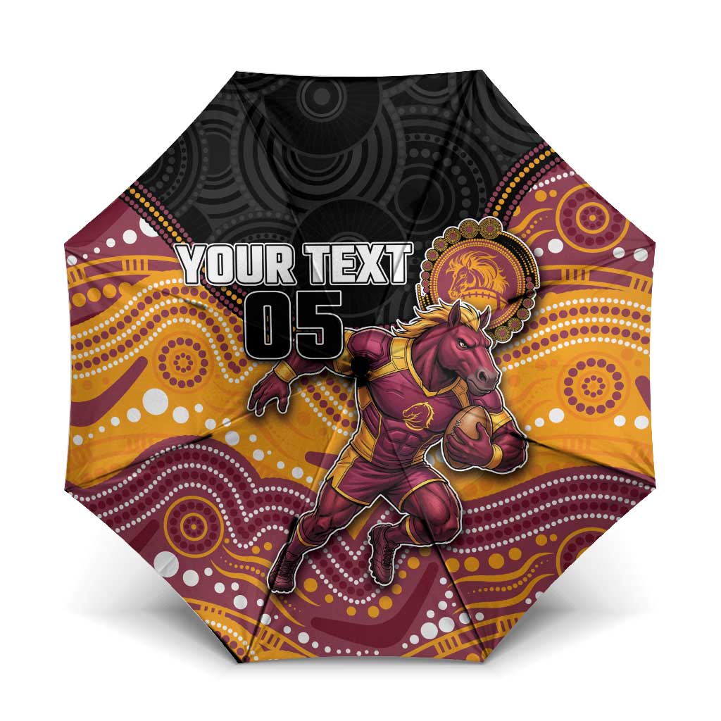 Custom Broncos Umbrella Horse Mascot With Aboriginal Indigenous