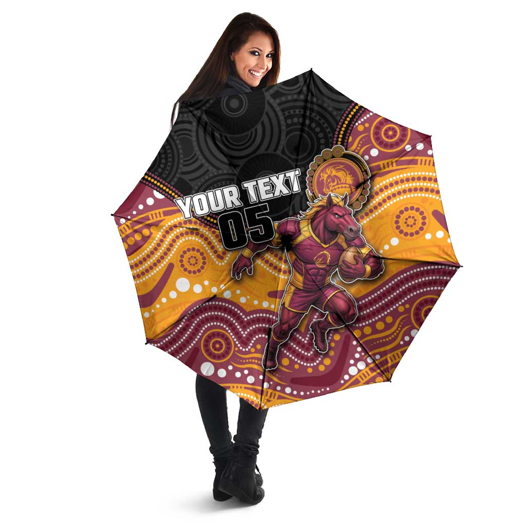 Custom Broncos Umbrella Horse Mascot With Aboriginal Indigenous