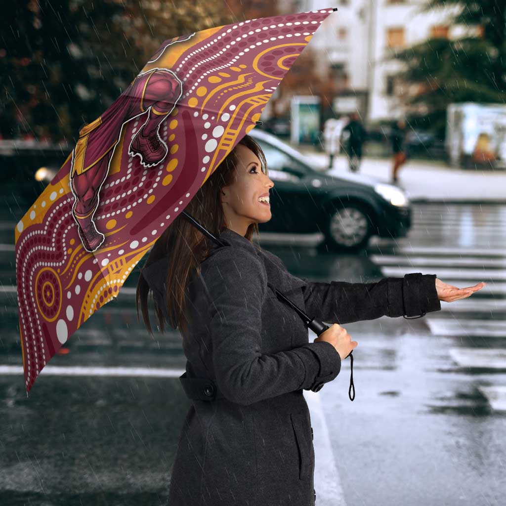 Custom Broncos Umbrella Horse Mascot With Aboriginal Indigenous