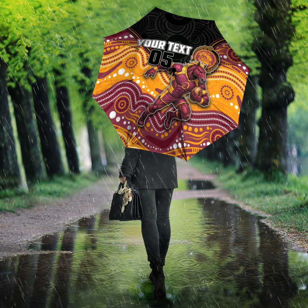 Custom Broncos Umbrella Horse Mascot With Aboriginal Indigenous