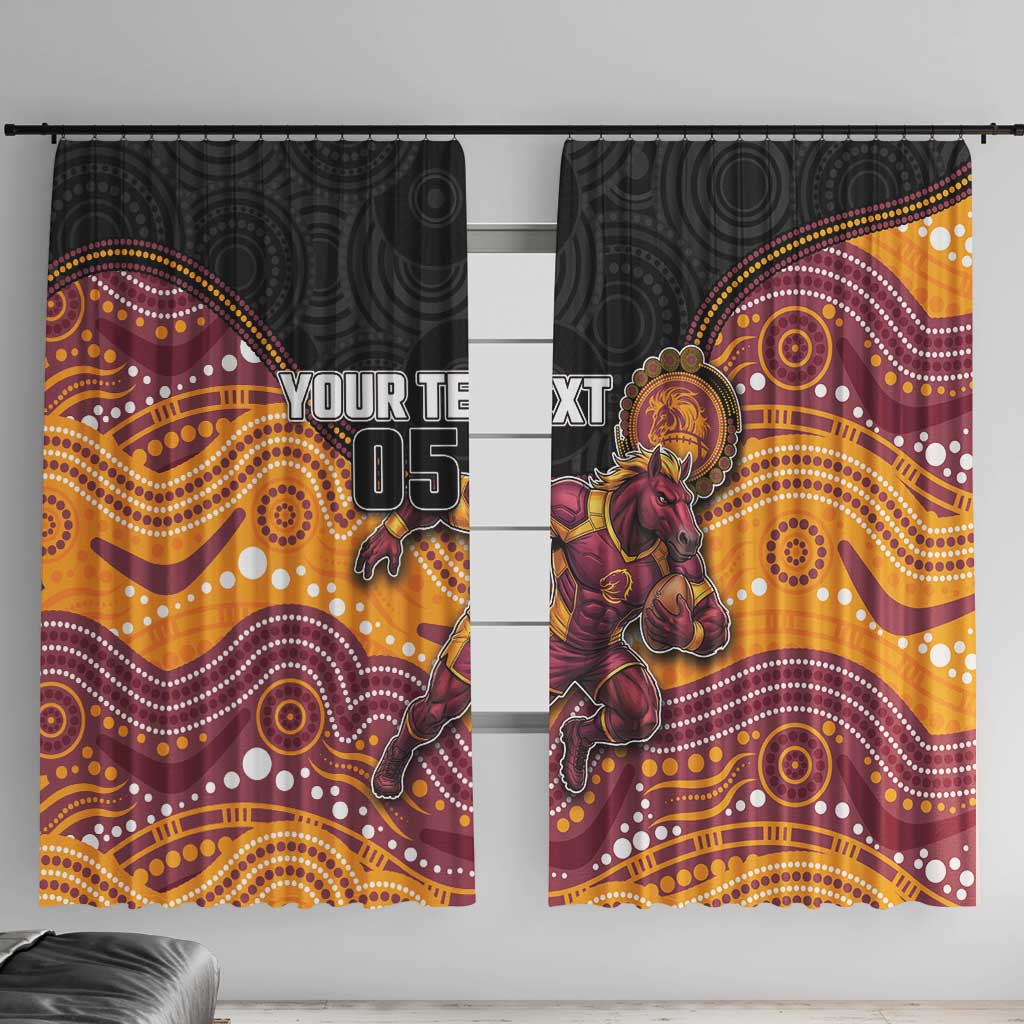 Custom Broncos Window Curtain Horse Mascot With Aboriginal Indigenous