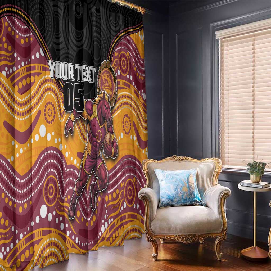 Custom Broncos Window Curtain Horse Mascot With Aboriginal Indigenous