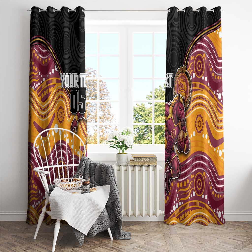 Custom Broncos Window Curtain Horse Mascot With Aboriginal Indigenous