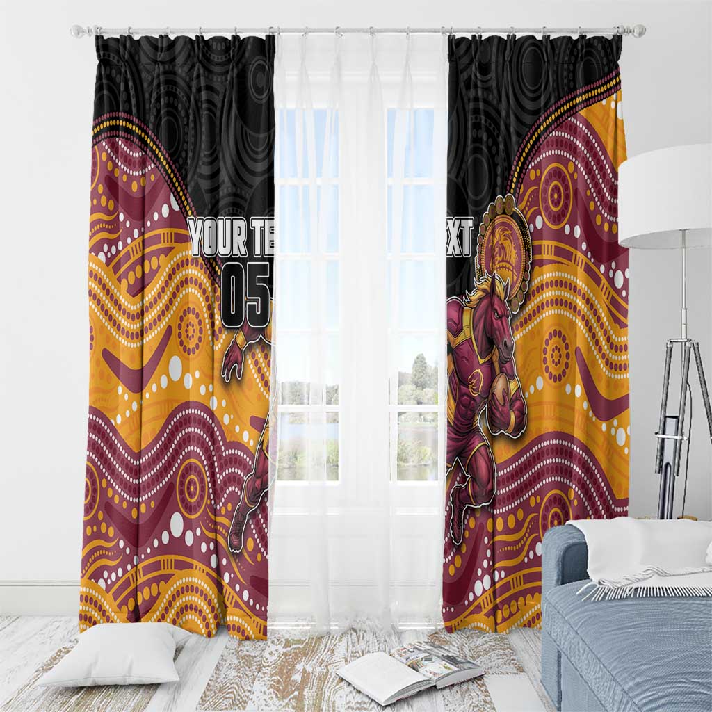 Custom Broncos Window Curtain Horse Mascot With Aboriginal Indigenous