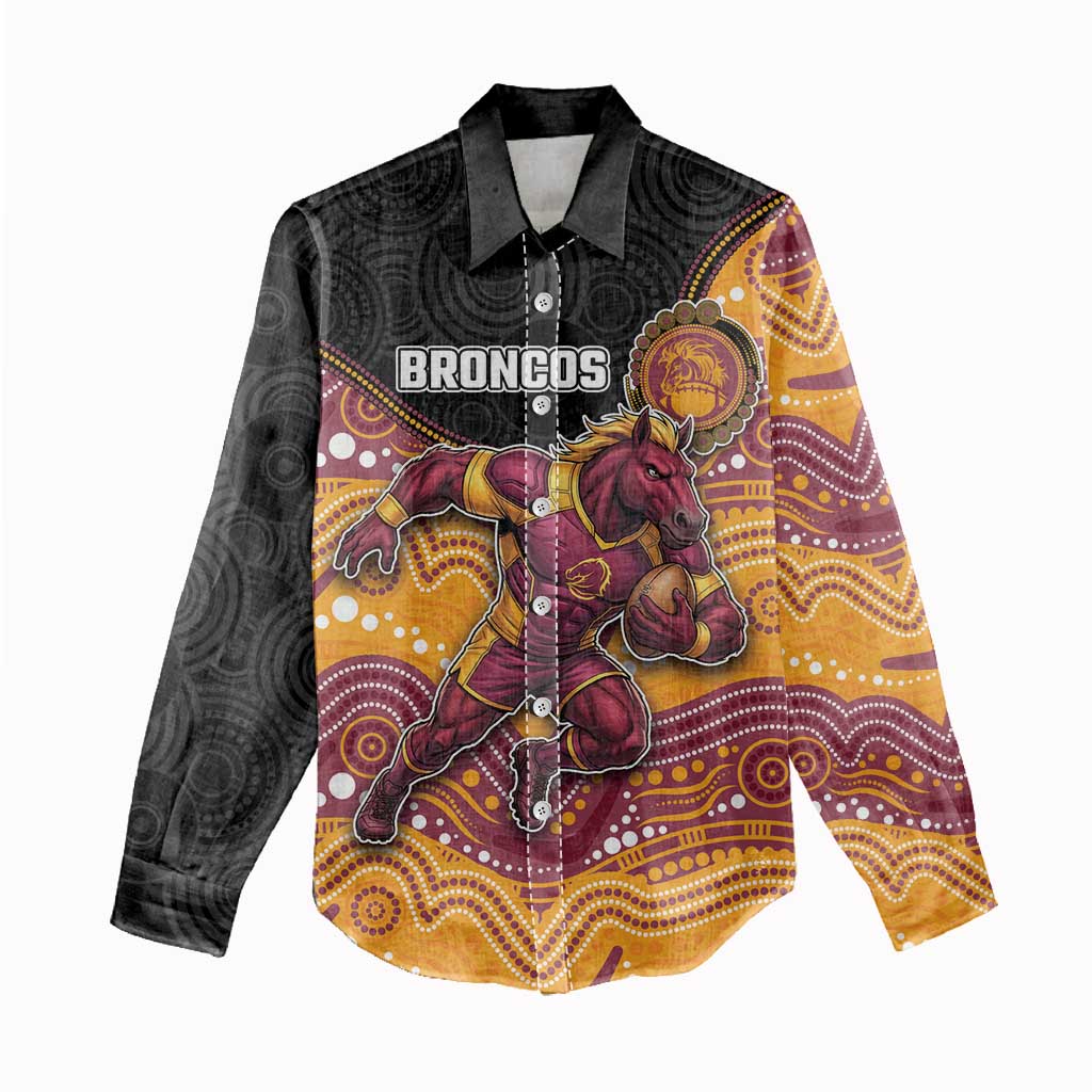 Custom Broncos Women Casual Shirt Horse Mascot With Aboriginal Indigenous