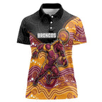 Custom Broncos Women Polo Shirt Horse Mascot With Aboriginal Indigenous
