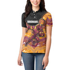 Custom Broncos Women Polo Shirt Horse Mascot With Aboriginal Indigenous