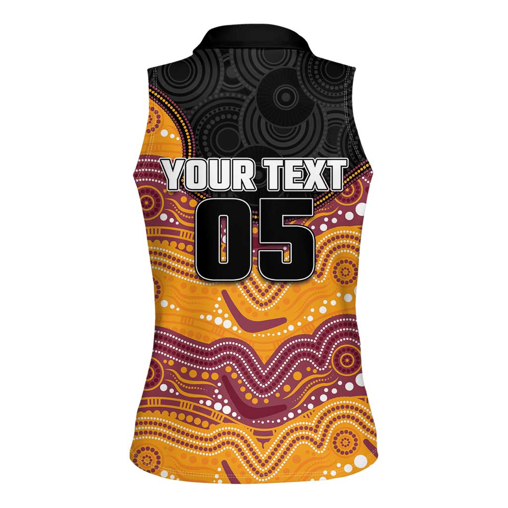 Custom Broncos Women Sleeveless Polo Shirt Horse Mascot With Aboriginal Indigenous