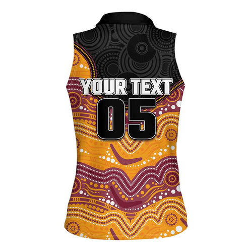 Custom Broncos Women Sleeveless Polo Shirt Horse Mascot With Aboriginal Indigenous