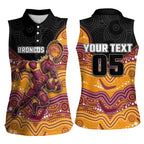 Custom Broncos Women Sleeveless Polo Shirt Horse Mascot With Aboriginal Indigenous