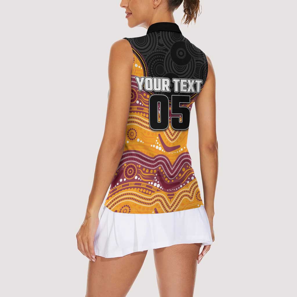 Custom Broncos Women Sleeveless Polo Shirt Horse Mascot With Aboriginal Indigenous