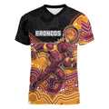Custom Broncos Women V-Neck T-Shirt Horse Mascot With Aboriginal Indigenous