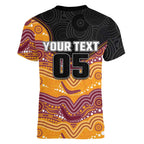 Custom Broncos Women V-Neck T-Shirt Horse Mascot With Aboriginal Indigenous