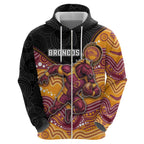 Custom Broncos Zip Hoodie Horse Mascot With Aboriginal Indigenous
