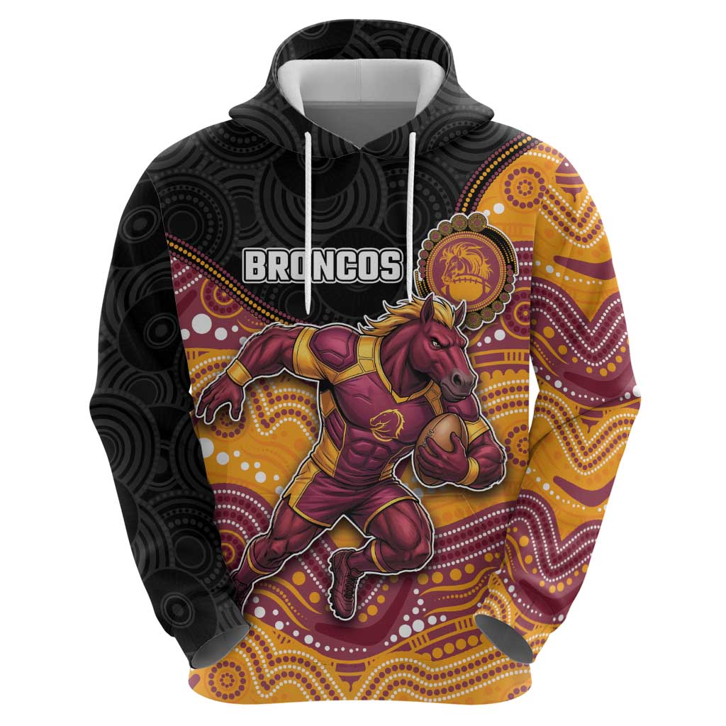 Custom Broncos Zip Hoodie Horse Mascot With Aboriginal Indigenous