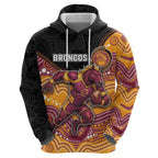 Custom Broncos Zip Hoodie Horse Mascot With Aboriginal Indigenous