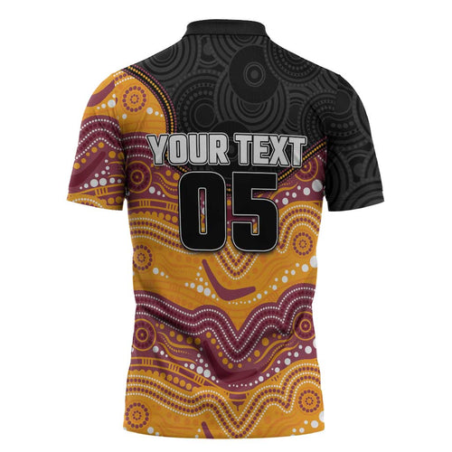 Custom Broncos Zipper Polo Shirt Horse Mascot With Aboriginal Indigenous