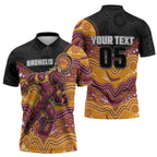 Custom Broncos Zipper Polo Shirt Horse Mascot With Aboriginal Indigenous