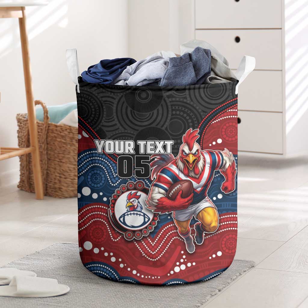 Custom Roosters Laundry Basket Chicken Mascot With Aboriginal Indigenous