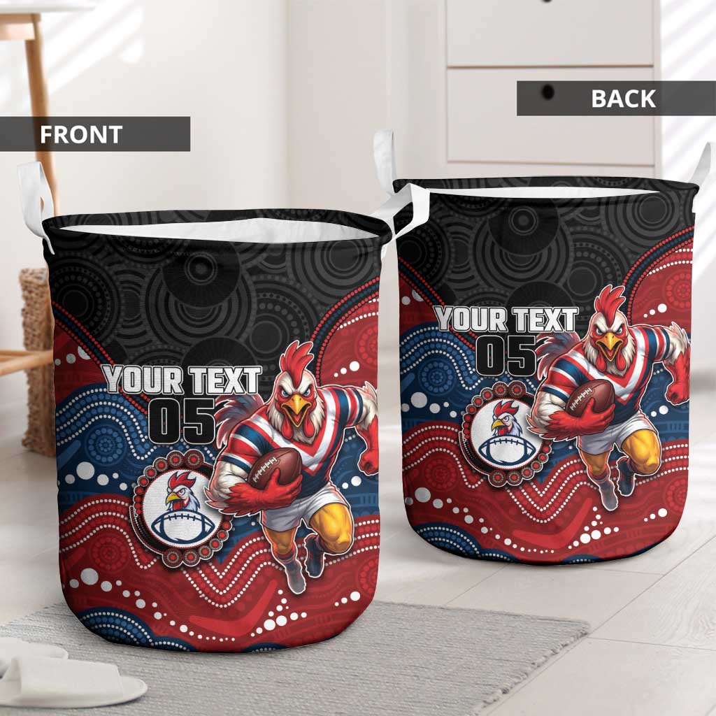 Custom Roosters Laundry Basket Chicken Mascot With Aboriginal Indigenous