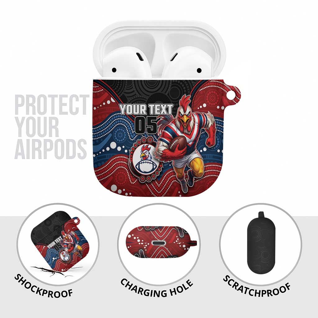 Custom Roosters AirPods Case Chicken Mascot With Aboriginal Indigenous