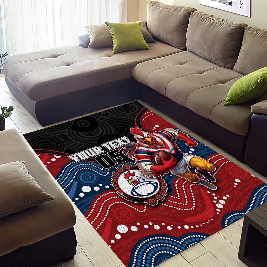 Custom Roosters Area Rug Chicken Mascot With Aboriginal Indigenous