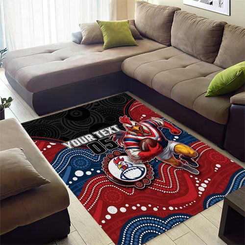 Custom Roosters Area Rug Chicken Mascot With Aboriginal Indigenous