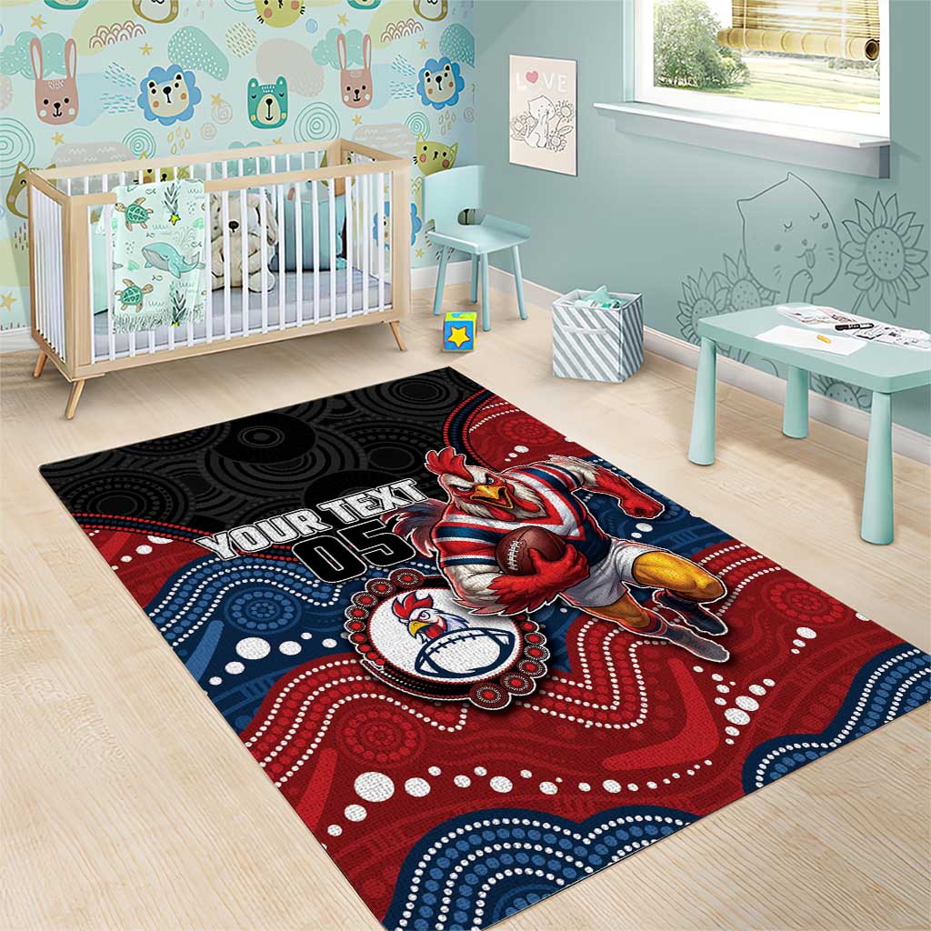 Custom Roosters Area Rug Chicken Mascot With Aboriginal Indigenous