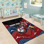 Custom Roosters Area Rug Chicken Mascot With Aboriginal Indigenous