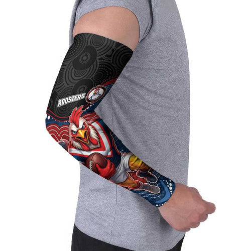 Custom Roosters Arm Sleeves Chicken Mascot With Aboriginal Indigenous