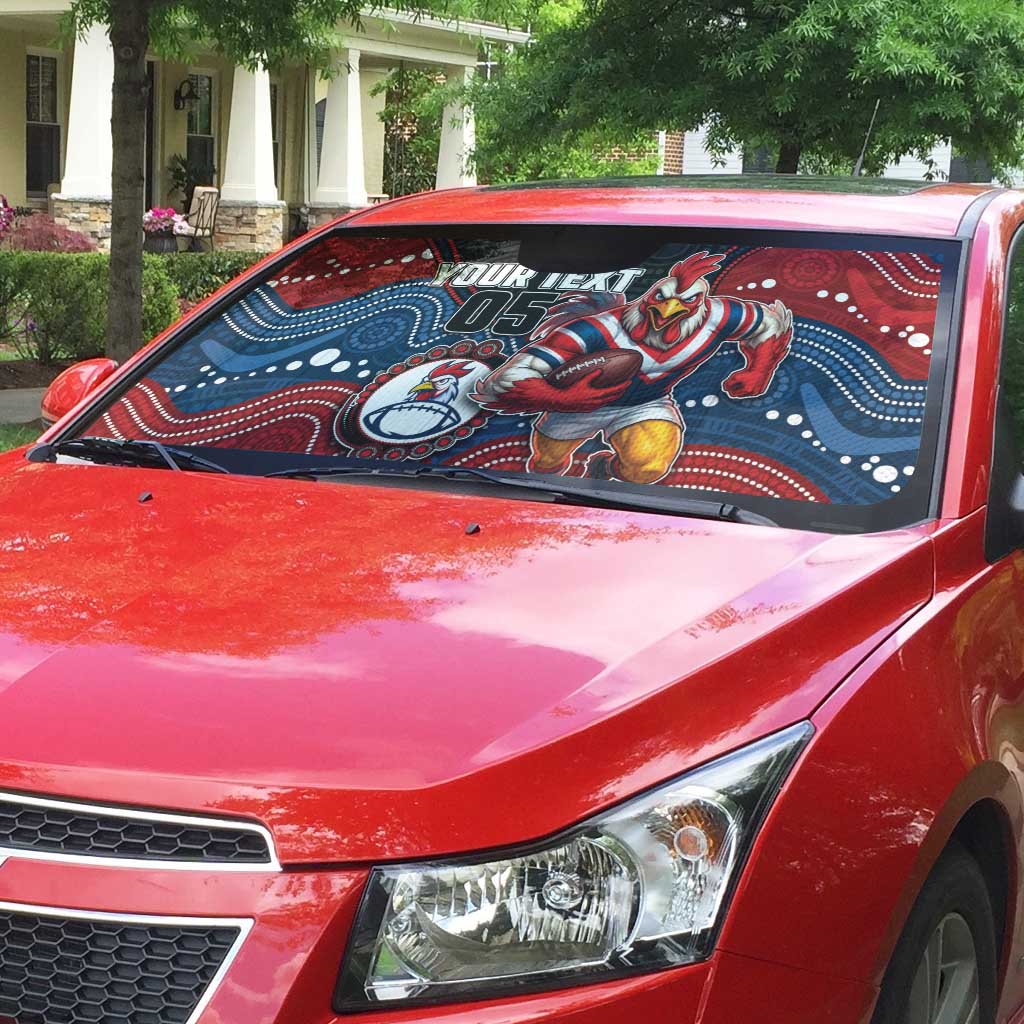 Custom Roosters Auto Sun Shade Chicken Mascot With Aboriginal Indigenous