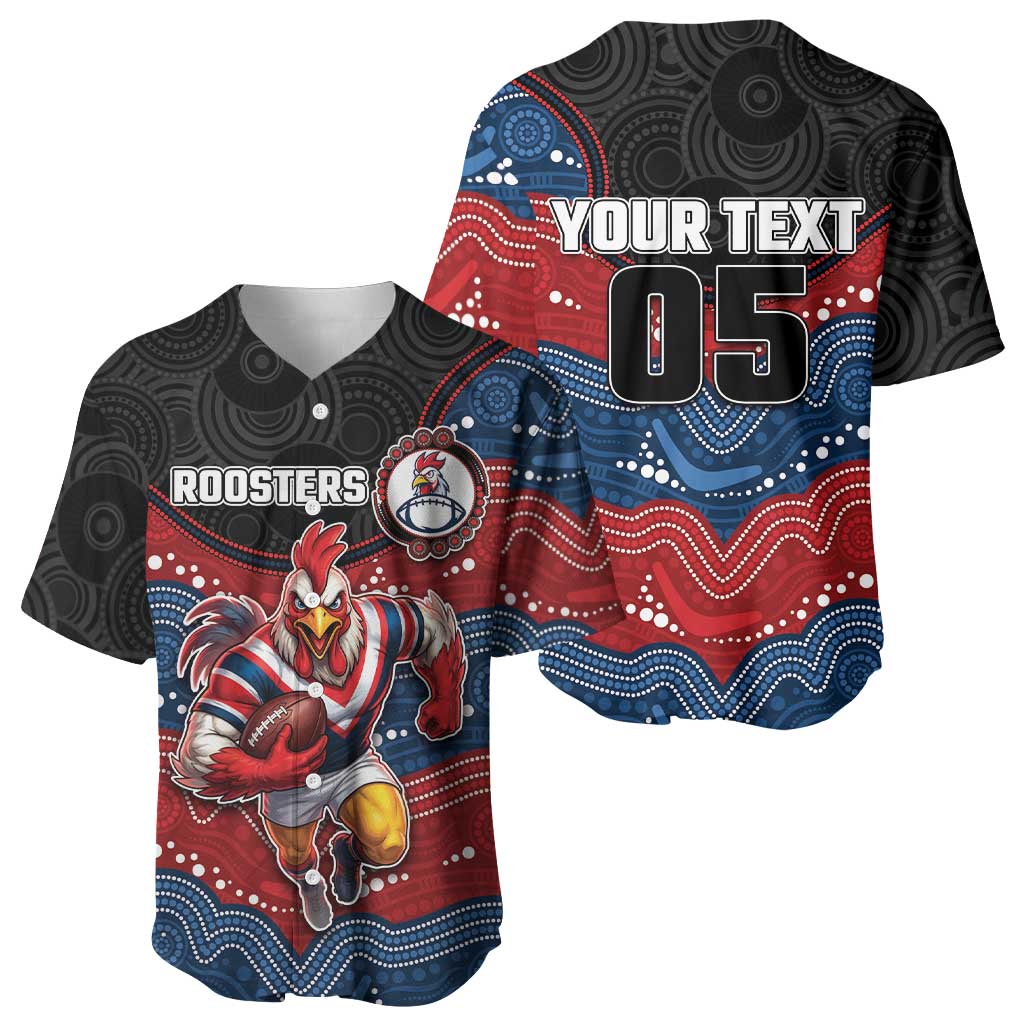 Custom Roosters Baseball Jersey Chicken Mascot With Aboriginal Indigenous