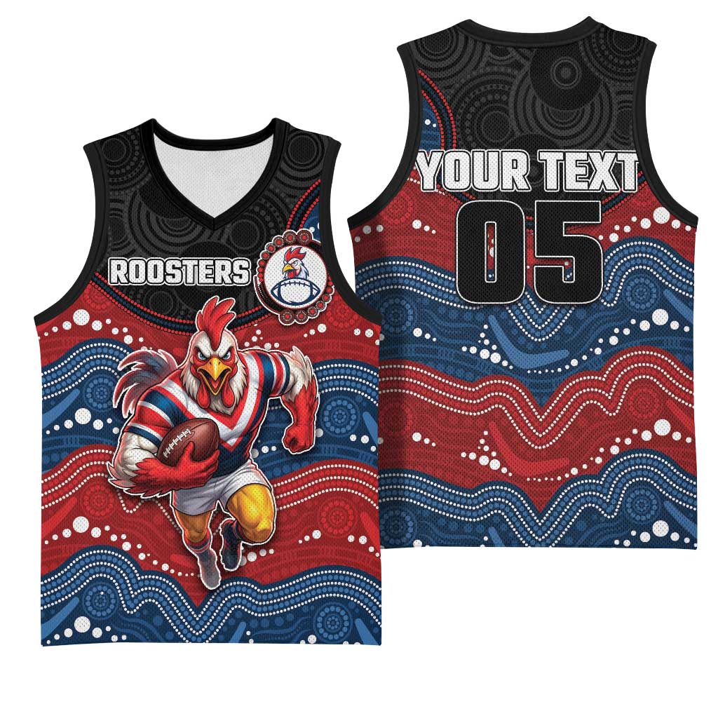 Custom Roosters Basketball Jersey Chicken Mascot With Aboriginal Indigenous