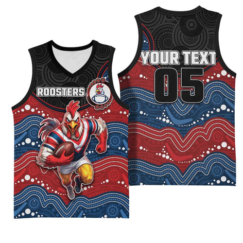 Custom Roosters Basketball Jersey Chicken Mascot With Aboriginal Indigenous