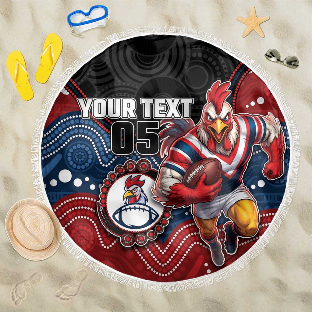 Custom Roosters Beach Blanket Chicken Mascot With Aboriginal Indigenous