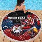 Custom Roosters Beach Blanket Chicken Mascot With Aboriginal Indigenous