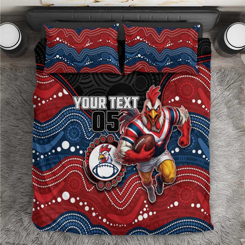 Custom Roosters Bedding Set Chicken Mascot With Aboriginal Indigenous