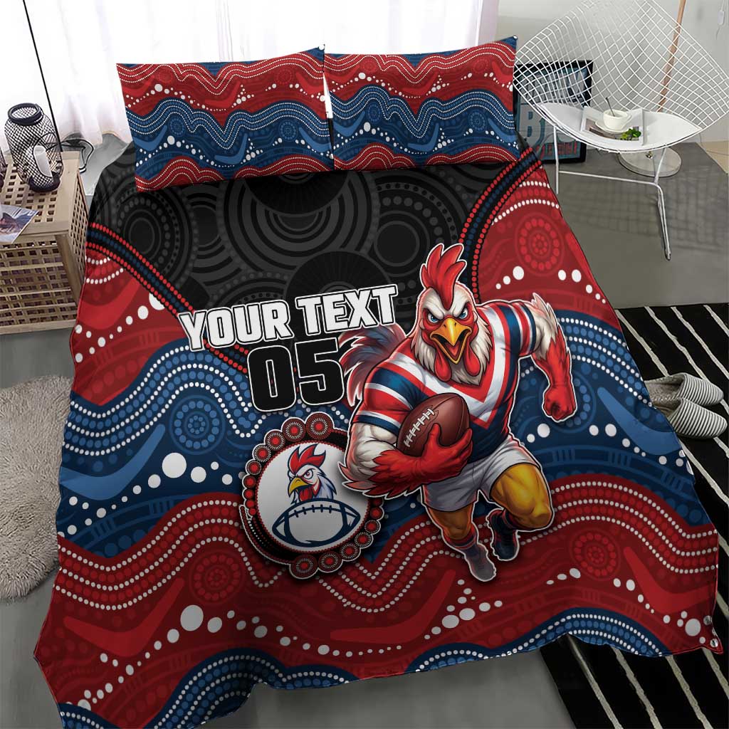 Custom Roosters Bedding Set Chicken Mascot With Aboriginal Indigenous