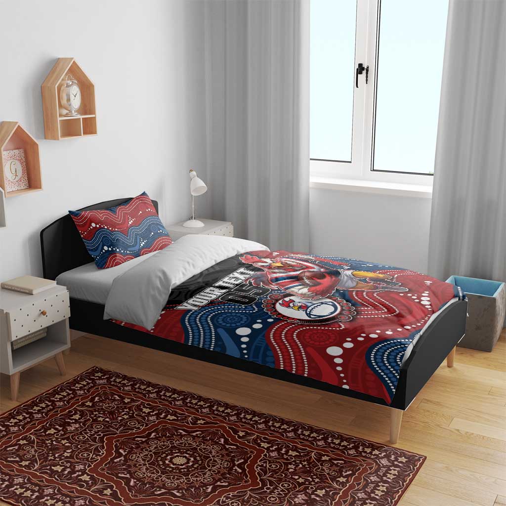 Custom Roosters Bedding Set Chicken Mascot With Aboriginal Indigenous