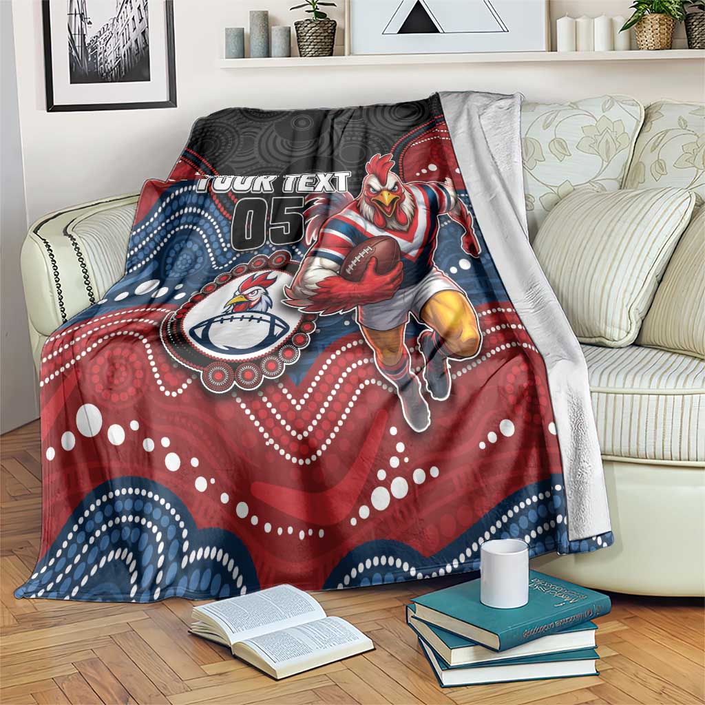 Custom Roosters Blanket Chicken Mascot With Aboriginal Indigenous