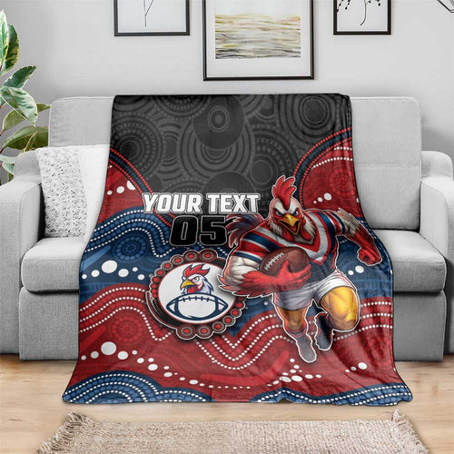 Custom Roosters Blanket Chicken Mascot With Aboriginal Indigenous