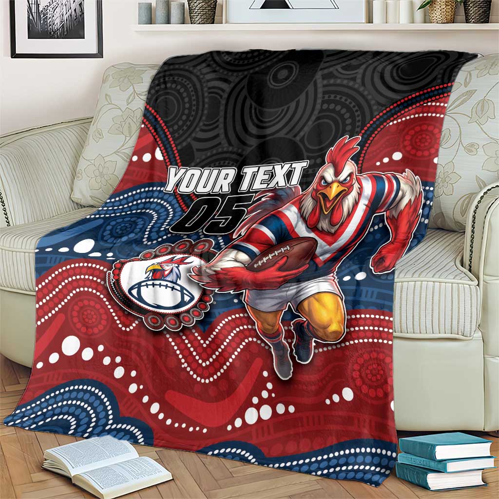 Custom Roosters Blanket Chicken Mascot With Aboriginal Indigenous