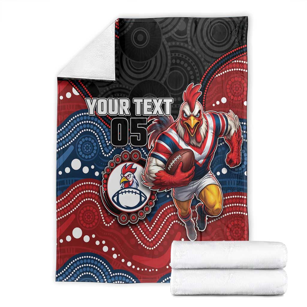 Custom Roosters Blanket Chicken Mascot With Aboriginal Indigenous