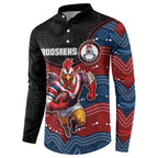 Custom Roosters Button Sweatshirt Chicken Mascot With Aboriginal Indigenous