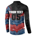Custom Roosters Button Sweatshirt Chicken Mascot With Aboriginal Indigenous