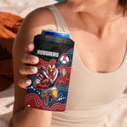 Custom Roosters 4 in 1 Can Cooler Tumbler Chicken Mascot With Aboriginal Indigenous