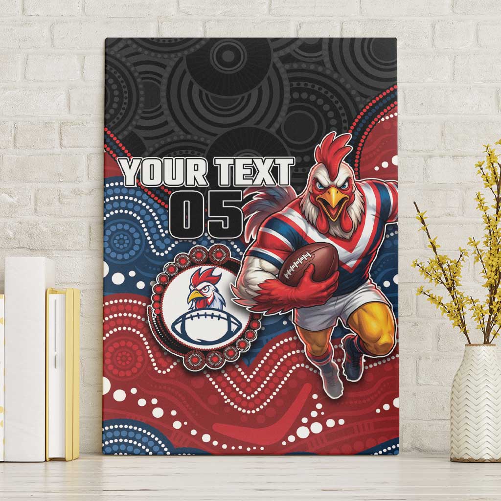 Custom Roosters Canvas Wall Art Chicken Mascot With Aboriginal Indigenous