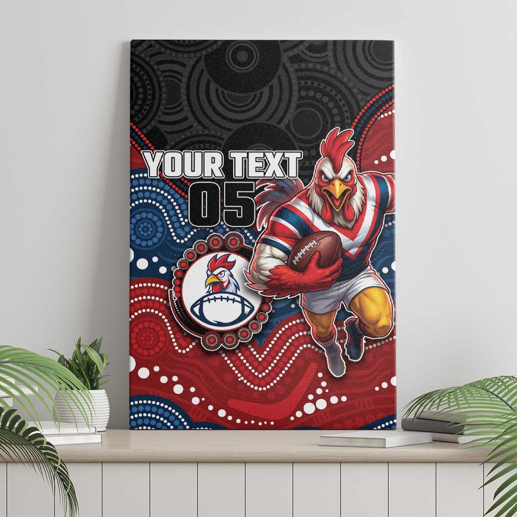Custom Roosters Canvas Wall Art Chicken Mascot With Aboriginal Indigenous