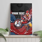 Custom Roosters Canvas Wall Art Chicken Mascot With Aboriginal Indigenous