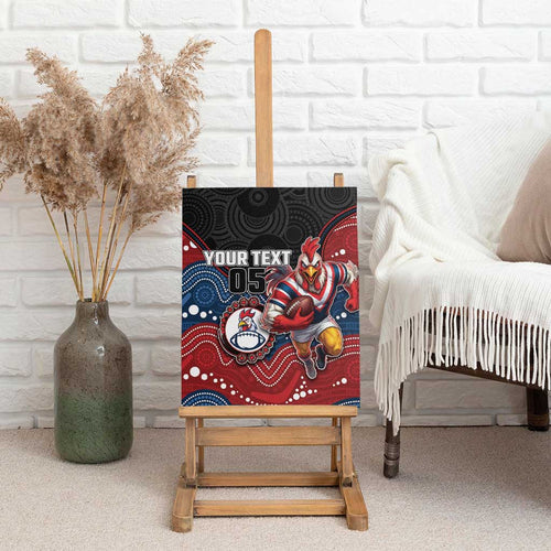 Custom Roosters Canvas Wall Art Chicken Mascot With Aboriginal Indigenous